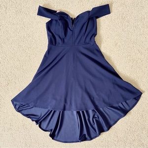 City Studio Navy Off The Shoulder High Low Evening Dress. Women’s Size 9/Large.